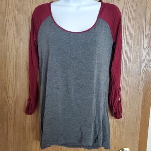 Vanity Gray and Red Baseball Tee